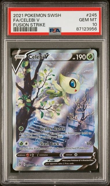 Celebi V – 245/264 Full Art – Fusion Strike – PSA 10