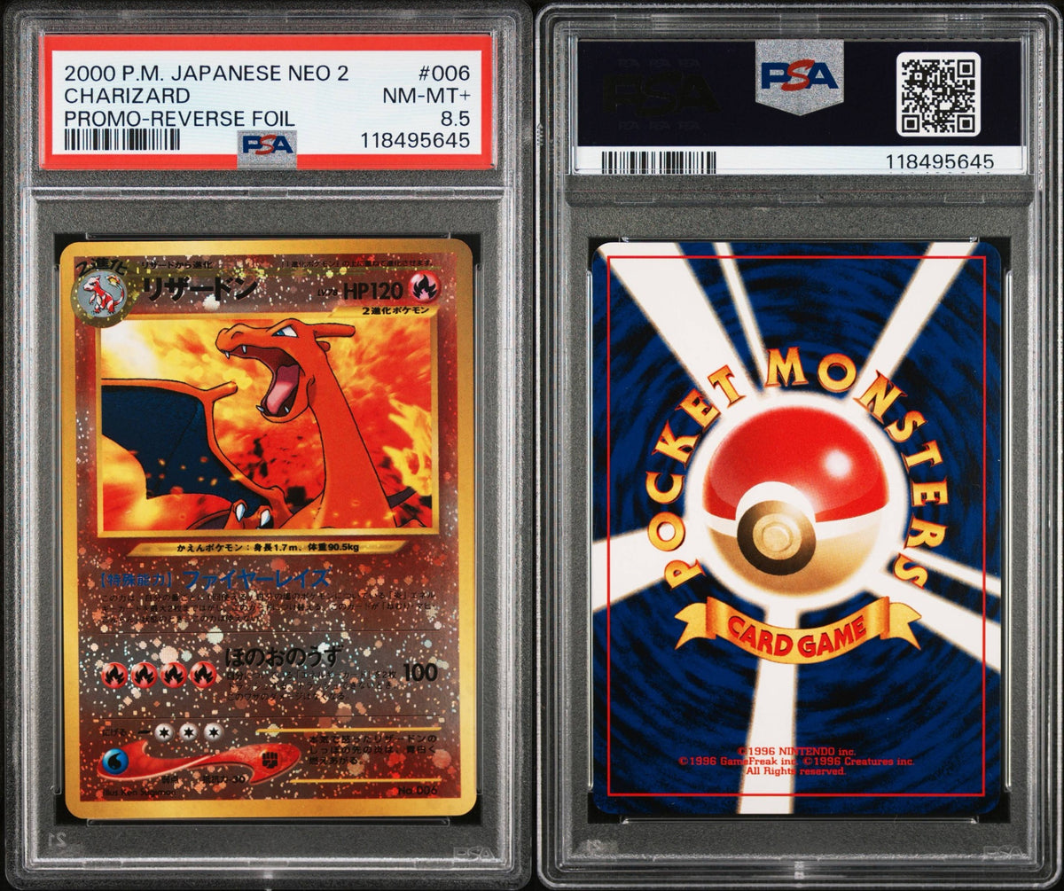 Charizard #006 – 2000 Japanese Neo 2 Promo Reverse Foil – PSA 8.5