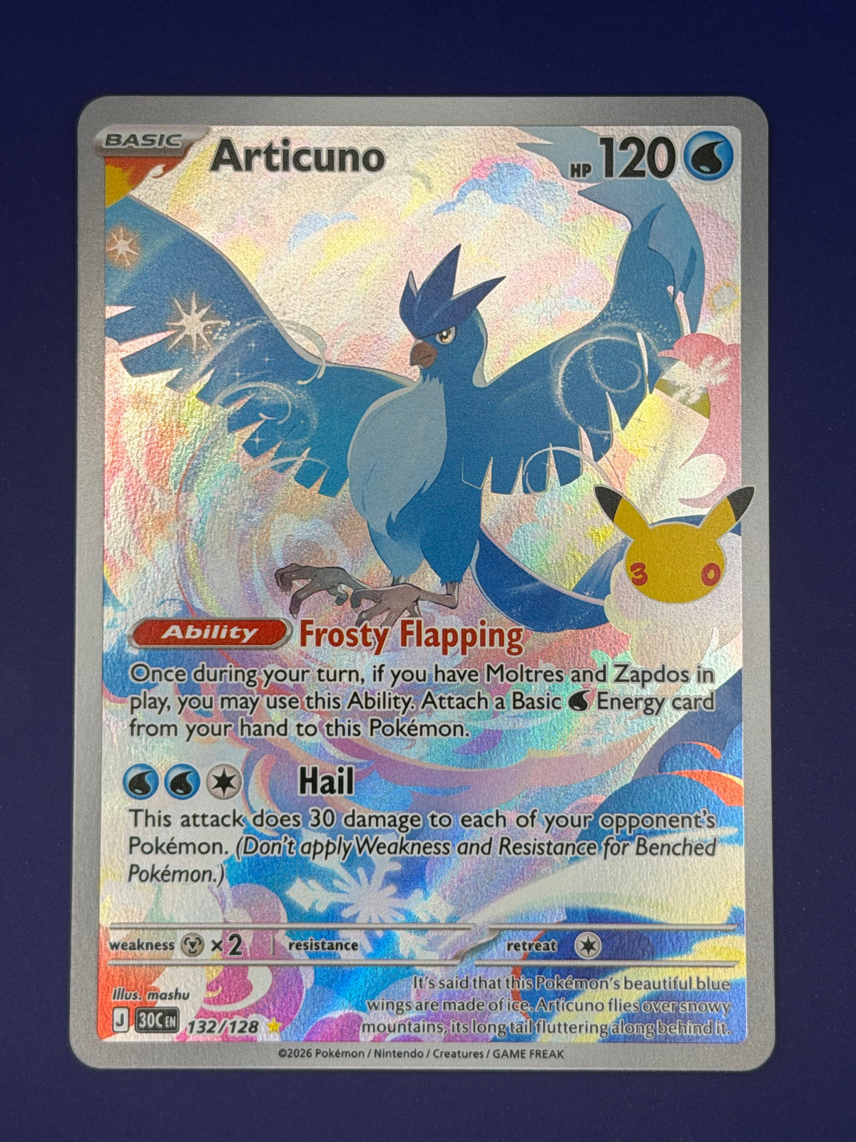 Articuno – 132/128 Illustration Rare – 30th Celebration
