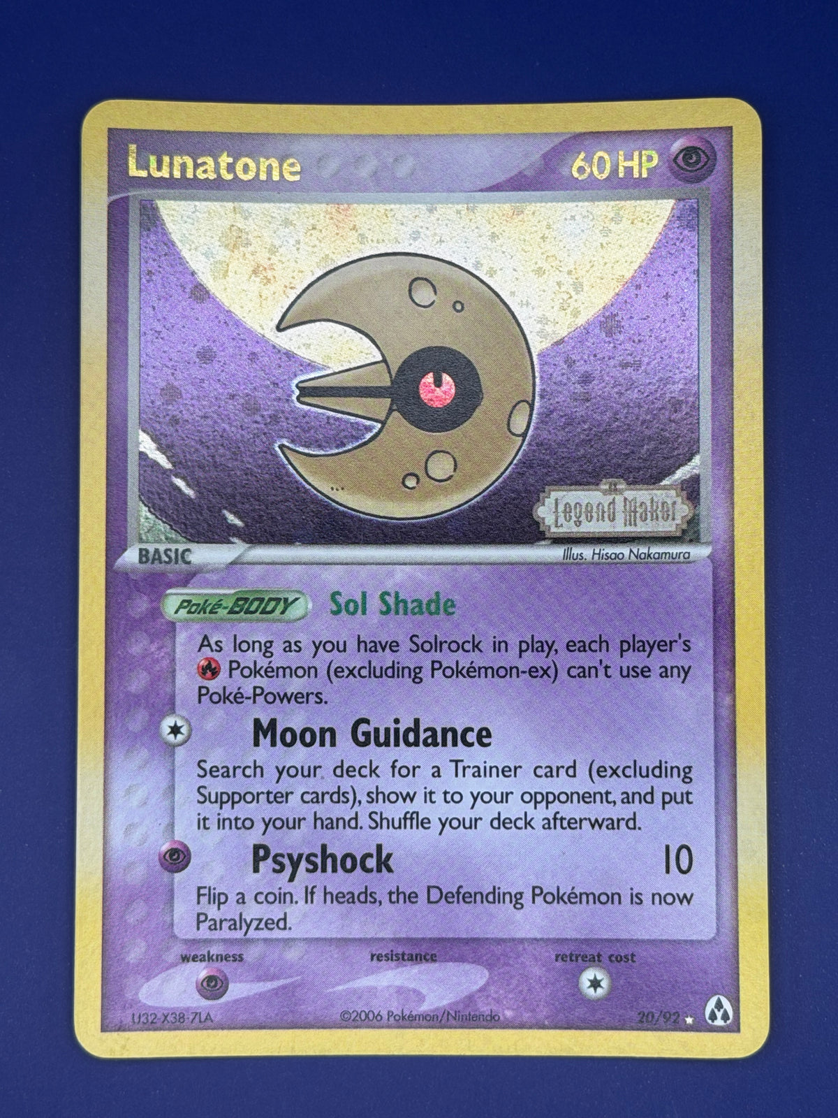 Lunatone – 20/92 Reverse Holo Stamped – EX Legend Maker