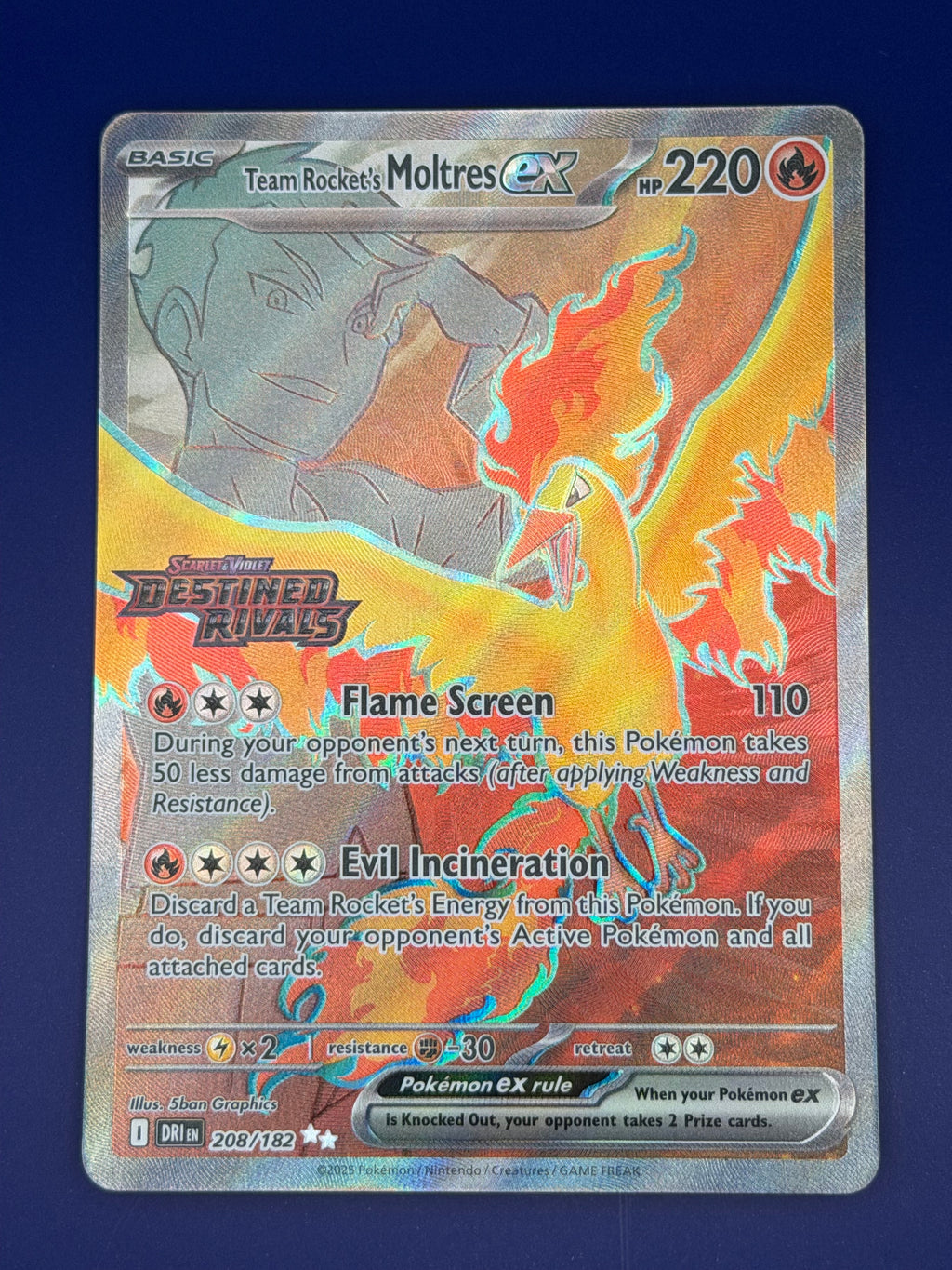 Team Rocket's Moltres ex – 208/182 Stamped – Destined Rivals