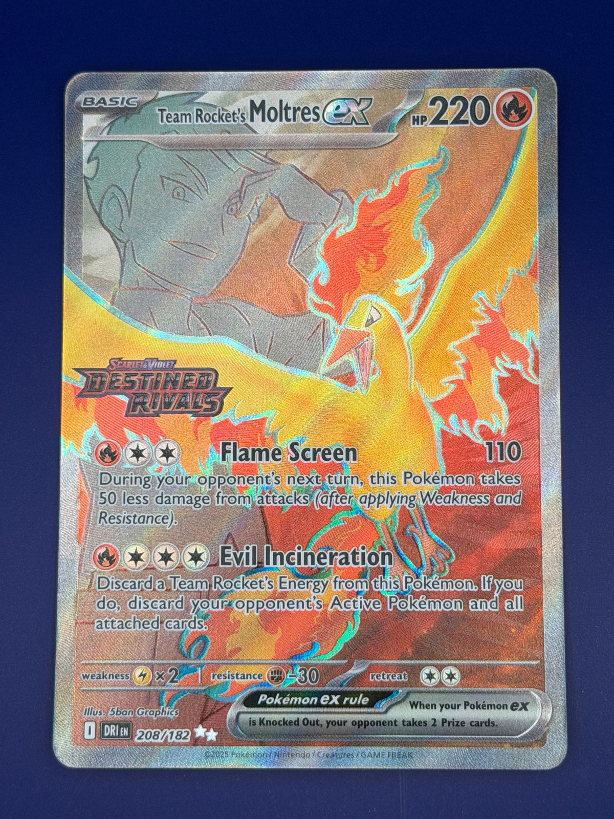 Team Rocket's Moltres ex – 208/182 Stamped – Destined Rivals
