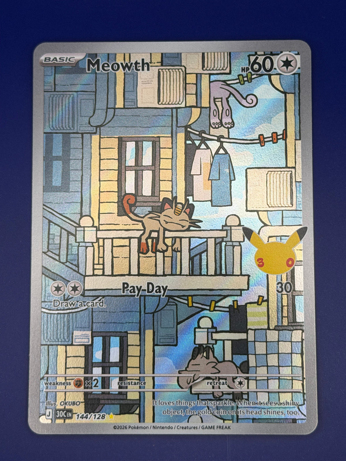 Meowth – 144/128 Illustration Rare – 30th Celebration